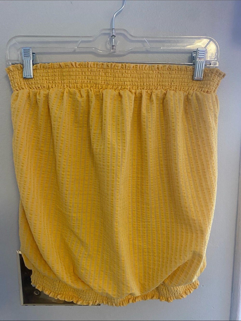 Womens tube top Yellow Smocked Bubble